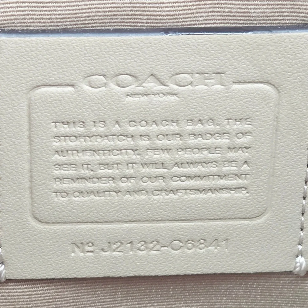 Coach Kacey Colorblock Pebble Leather Satchel Crossbody Bag C6841 Chalk Tan - Picture 13 of 16